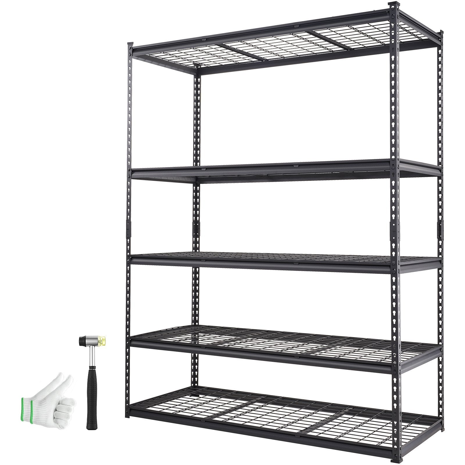 Storage Shelving Unit, 5-Tier Adjustable, 2000 Lbs Capacity, Heavy Duty Garage Shelves Metal Organizer Wire Rack, Black, For Kitchen Pantry Basement Bathroom Laundry Closet