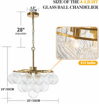 Cluster Glass Bubble Ball Chandelier Gold 4-Light 20 Inches 3-Tier