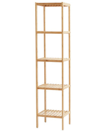 5-Tier Bathroom Standing Shelf, Narrow Shelving Unit, Display Storage Rack Organizer, Freestanding Flower Plant Stand, Multifunctional Bamboo Shelf Ideal For BathRoom, Kitchen, Home, Natural