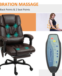 Massage Office Chair With 6 Vibrating Points, High Back Reclining Office Chair With Footrest And Remote, Brown