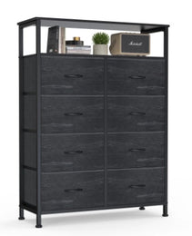 8-Drawer Fabric Dresser With Open Shelf, 45.9-inch Tall Storage Cabinet For Bedroom Closet Organization
