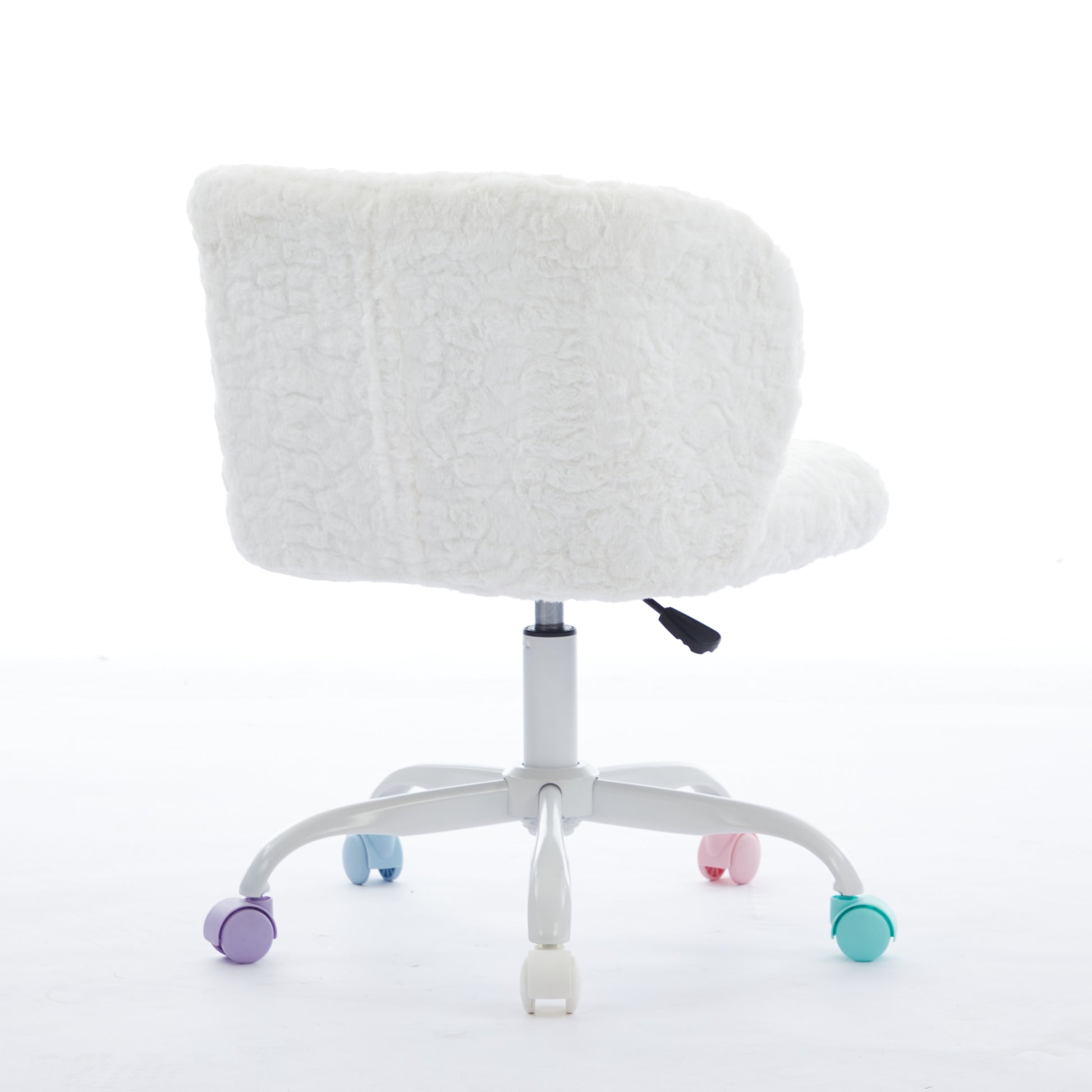 A&A Furniture Office Chair,Artificial Rabbit Hair Home Office Chair With Metal Base,Adjustable Desk Chair Swivel Office Chair,Vanity Chair  Ivory