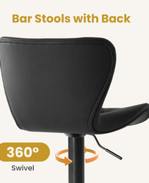 Modern Bar Stools Set Of 2, Adjustable Faux Leather Upholstered Swivel Bar Stools