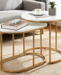 Modern Marble Look Stacking Nesting Coffee Table Set