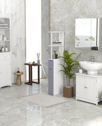 Under Sink Bathroom Cabinet, Pedestal Sink Storage Cabinet with 2 Doors, Shelf and U-Shape, White