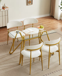47.3-inch Rectangular Glass Dining Table, Suitable For 1-6 People, Modern Style Home Kitchen Dining Table, Equipped With Sturdy Metal Table Legs,suitable For Dining Room,living Rooms, Offices, Gold