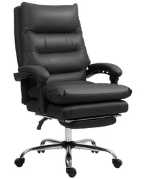 Massage Office Chair with Heat Function, Computer Desk Chair with Footrest Swivel Wheels, Black