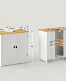 Bathroom Vanities Under Sink Storage Cabinet Cupboard with 2 Doors, 23.5" x 11.75" x 24", White