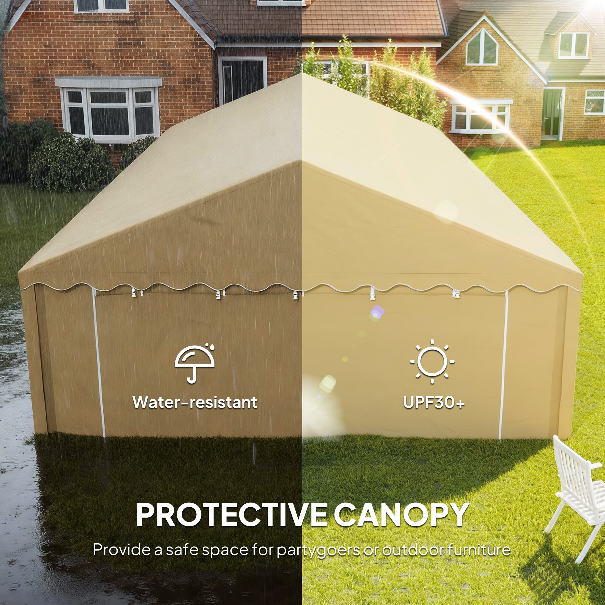 20’ x 40’ Party Tent, Outdoor Canopy Tent with Removable Sidewalls, 12 Windows for Parties, Wedding, Events, BBQ, Brown