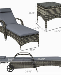 Patio Chaise Lounge Chair Set of 2 with Table