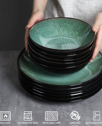 Steak Plate Creative Western Food Plate Vegetable Plate Set Of 6 For Cereal, Salad, Pasta, Soup, Dessert, Serving Dishwasher, Microwave And Oven
