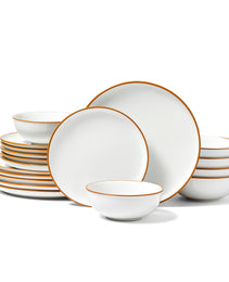 18 PCS Dinnerware Set Ceramic Plates And Bowls Sets Service For 6 White