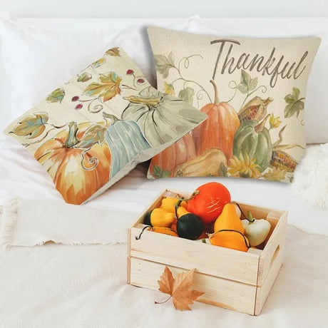 4Pcs Thanksgiving Fall Throw Pillows Cushion Case 18x18in Set Of 4 - CJDS - FC