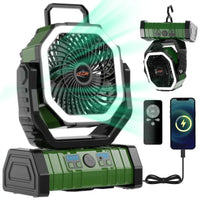 OGERY Rechargeable Camping Fan with LED Light, Portable Multi-Functional Fan with 360° Rotating Hook, Oscillating Emergency Camping Fan Cordless Rotatable Battery Powered Lightweight