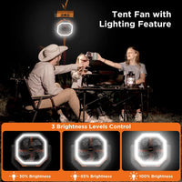 OGERY Rechargeable Camping Fan with LED Light, Portable Multi-Functional Fan with 360° Rotating Hook, Oscillating Emergency Camping Fan Cordless Rotatable Battery Powered Lightweight