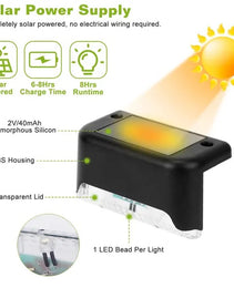 4Pcs Solar Powered LED Step Lights Outdoor Water-Resistant Dusk