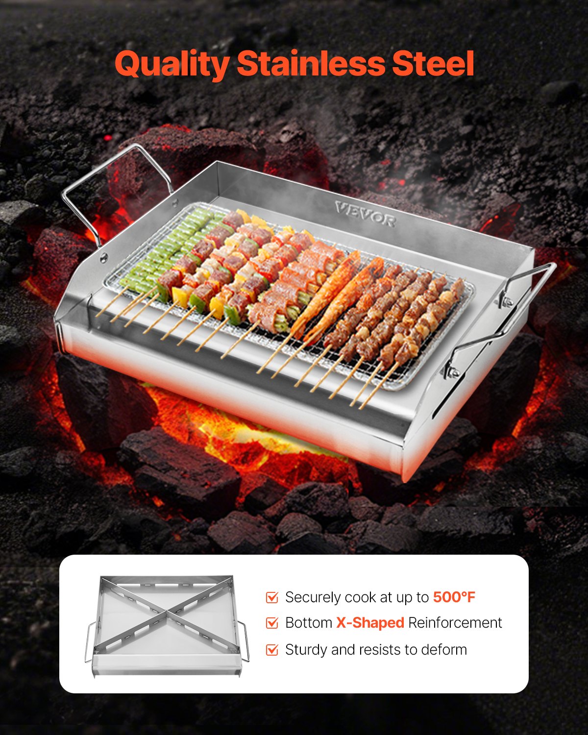 17x13 In Flat Top Griddle Stainless Steel Universal BBQ Grill Pan Cookware