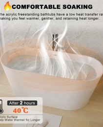 55 Acrylic Freestanding Bathtub, Stand Alone Soaking Tub, Glossy White Acrylic, Toe-tap Chrome Drain, CUPC Certified