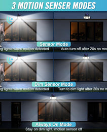 1,2 Pack Solar Lights Outdoor 348 LED Motion Sensor Lights With Remote Control  3 Head Waterproof