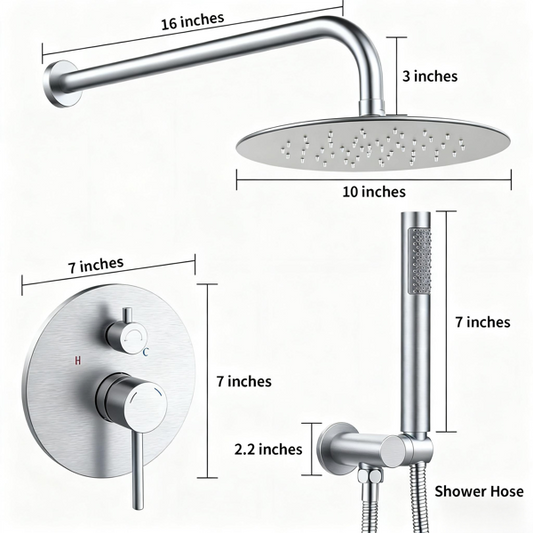 Shower System Shower Faucet Combo Set Wall Mounted With 10" Rainfall Shower Head And Handheld Shower Faucet, Brushed Nickel[Unable Ship Weekends, TK/TEMU Only For Pickup]