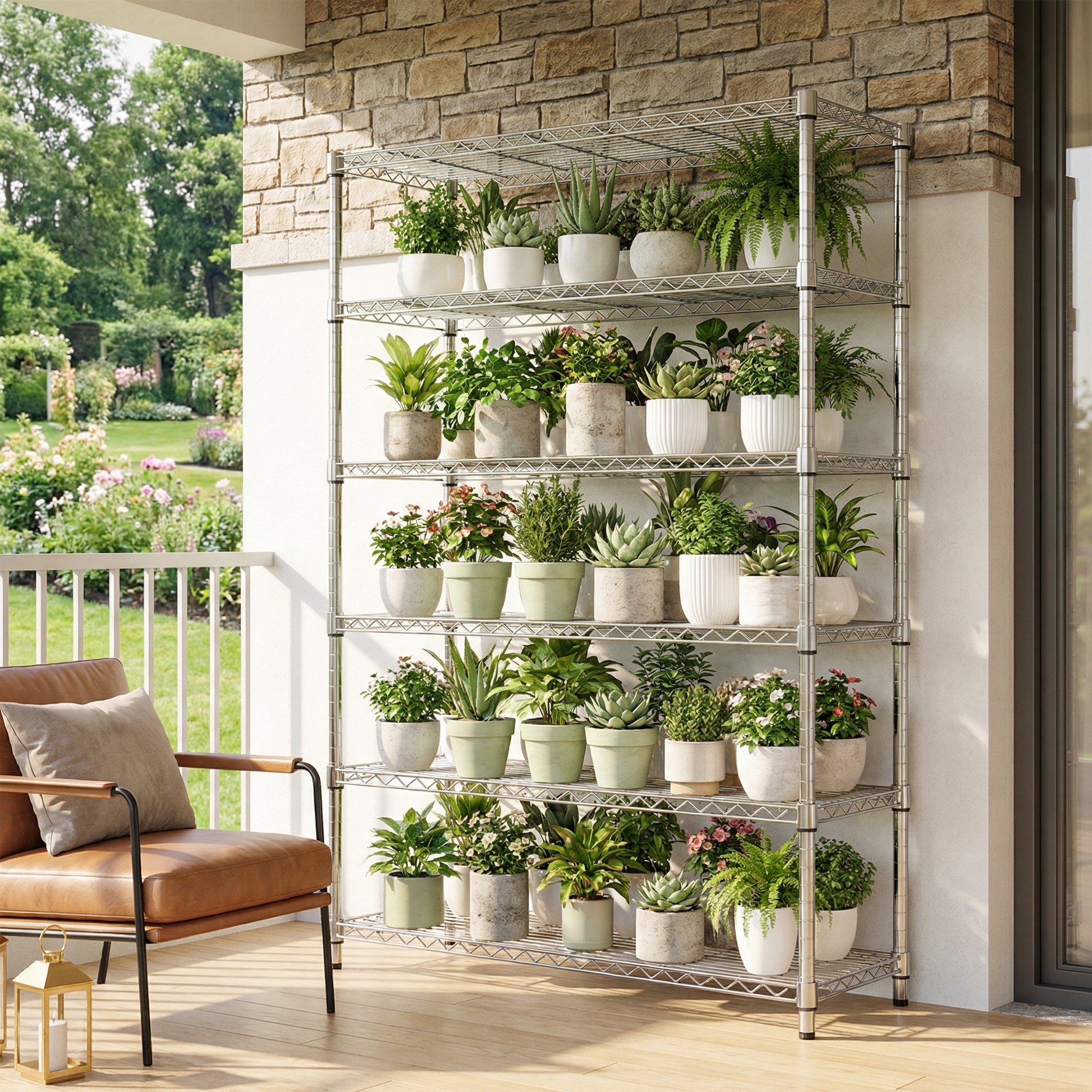 6 Tiers Storage Shelves Load 2100LBS, Metal Shelving Wire Metal Shelving Unit Shelves For Storage Adjustable Garage Shelving For Pantry Kitchen Garage Chrome 17.7  D X 47.3  W X 82.4  H