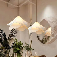 White Fabric Pendant Lamp LED Nordic Minimalist Flower Double-layer Chandelier Bedroom Living Dining Room Decor Pendant Light