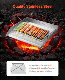 18x16 In Flat Top Griddle Stainless Steel Universal BBQ Grill Pan Cookware