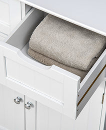 Freestanding Bathroom Storage Cabinet, Floor Cabinet with 2 Drawers, Adjustable Shelf, for Bathroom, Living Room or Entryway, White