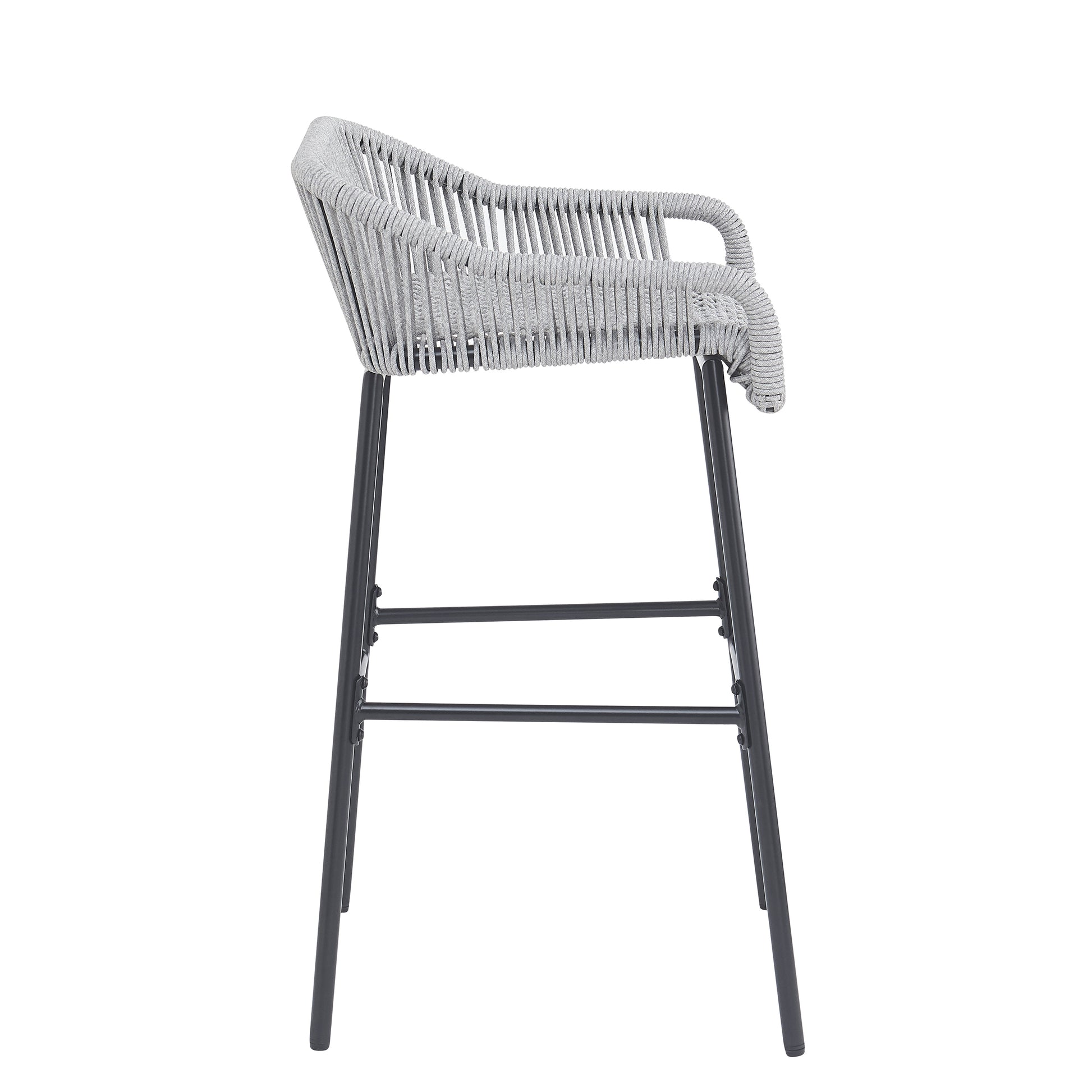 La Push Outdoor Patio Light Gray Rope Bar Stool  Set Of 2