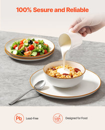 12 PCS Dinnerware Set Ceramic Plates And Bowls Sets Service For 4 White