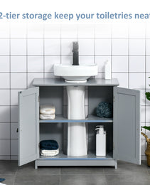 Bathroom Vanities, Bathroom Sink Cabinets with U-Shape Cut-Out and Adjustable Internal Shelf, Gray