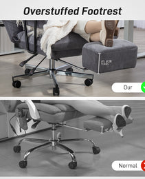 Executive Office Chair With Lumbar Support, Footrest, High Back Reclining Overstuffed Desk Chair With, Gray