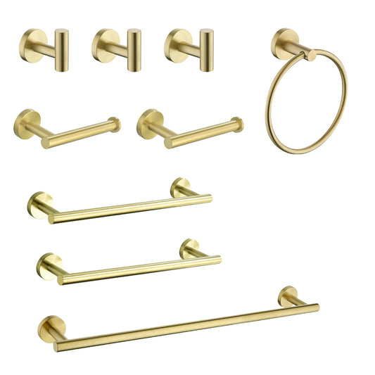 9 Piece Stainless Steel Bathroom Towel Rack Set Wall Mount