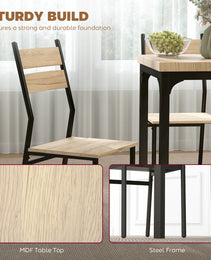 3 Piece Dining Table Set For 2, Modern Kitchen Table And Chairs, Dining Room Set For Breakfast Nook, Light Wood Grain