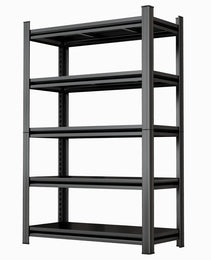 5 Tier Storage Shelves, 2200LBS Adjustable Metal Shelving Unit, Black, Needs Assembly