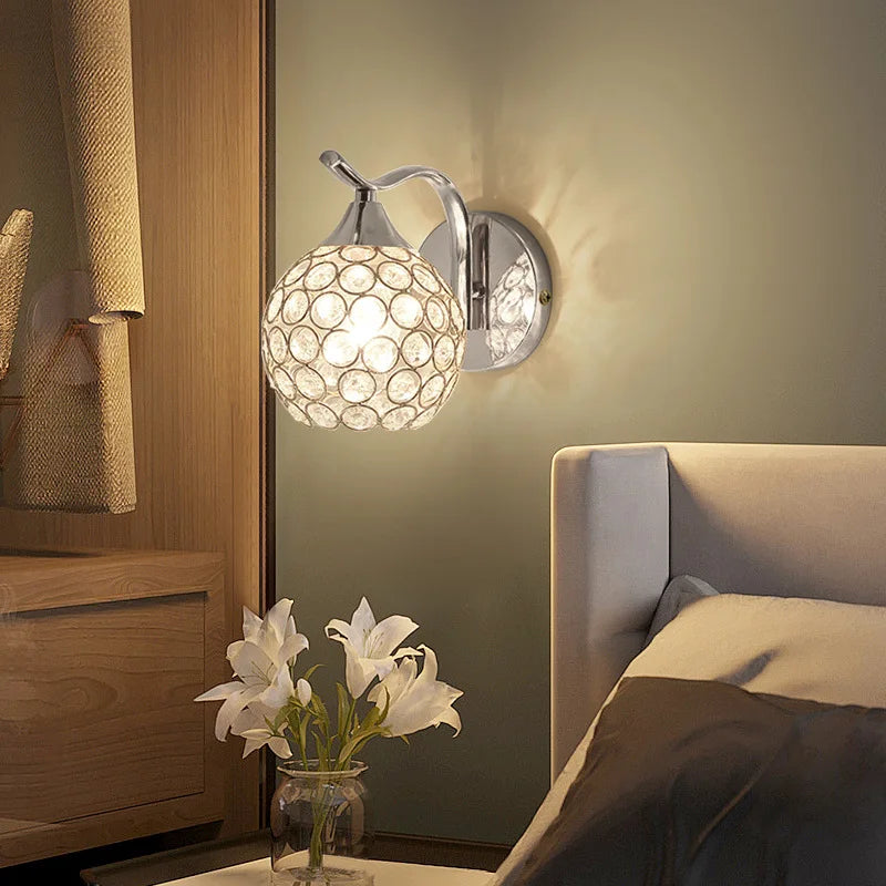 Crystal bedside lamp LED wall lamp Bedroom modern minimalist corridor wall lamp Corridor staircase Living room European style la