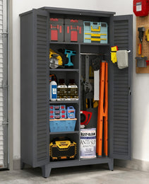 73'' Tall Metal Tool Storage Cabinet, With Ample Storage Space For Garage,Warehouse,Garden,Office, Living Room,Bathroom,Utility Room Slate