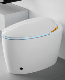 Unique Smart Toilet with Built-In Bidet – One-Piece Intelligent Toilet with Auto Open/Close Seat, Foot Sensor, Warm Water & Dryer (White)