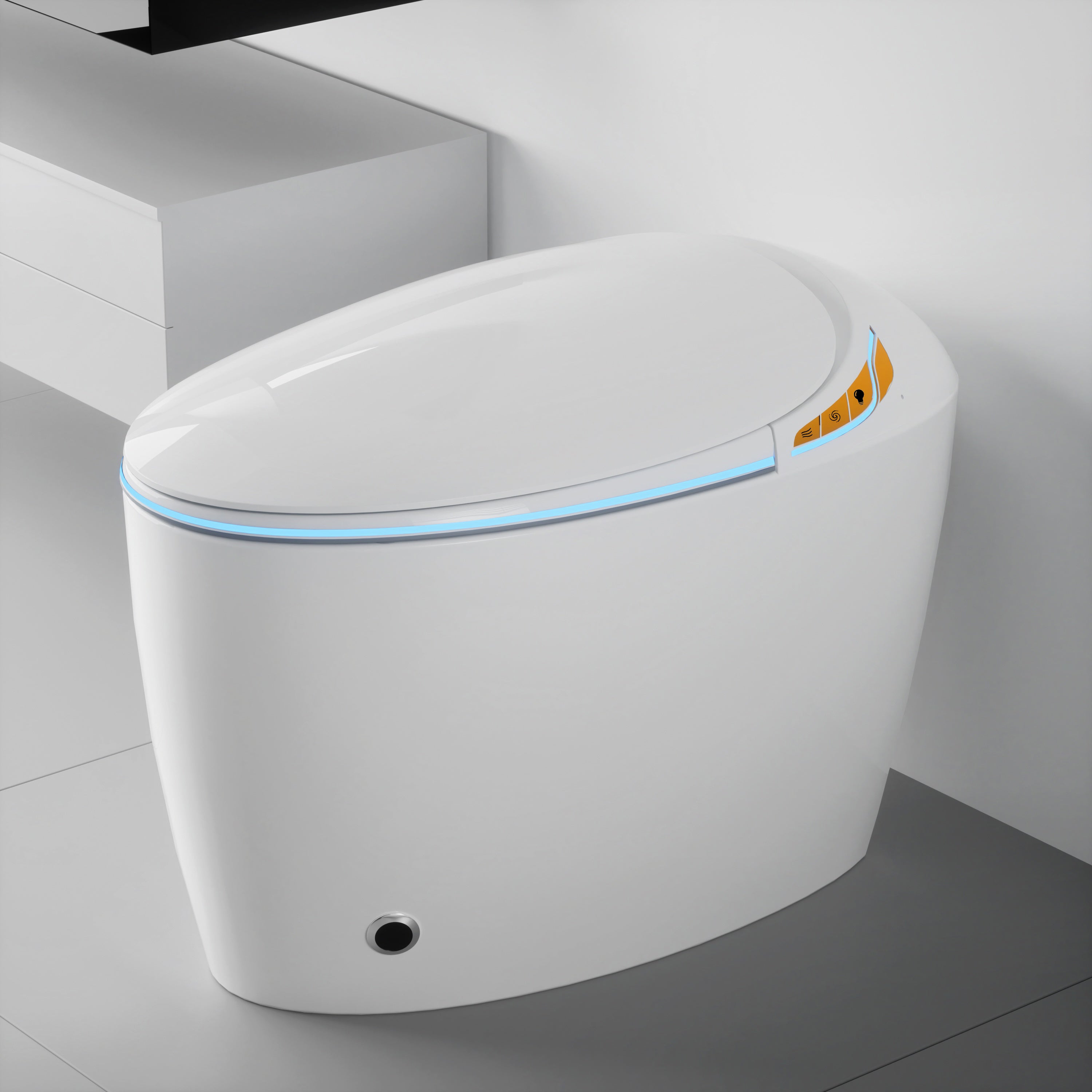 Unique Smart Toilet with Built-In Bidet – One-Piece Intelligent Toilet with Auto Open/Close Seat, Foot Sensor, Warm Water & Dryer (White)