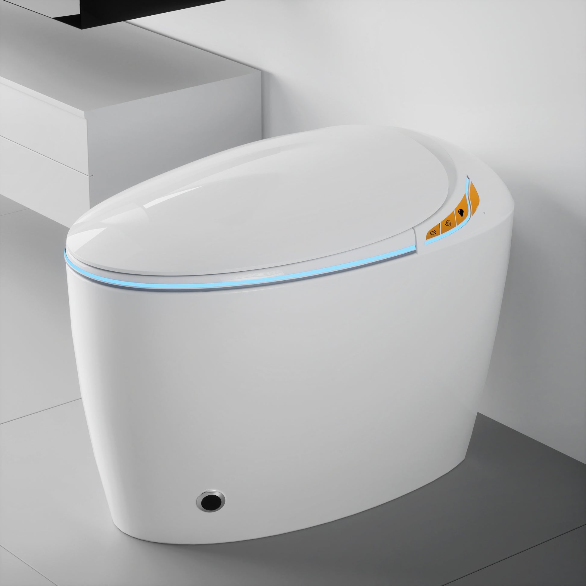 Unique Smart Toilet with Built-In Bidet – One-Piece Intelligent Toilet with Auto Open/Close Seat, Foot Sensor, Warm Water & Dryer (White)