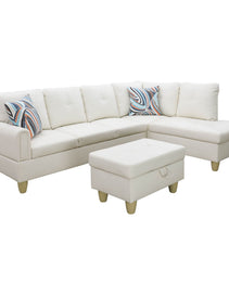 Pickup Only--White Faux Leather 3-Piece Living Room Sofa Set