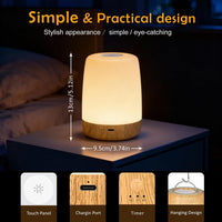 LED Night Light, Cordless Bedside Lamp for Bedroom