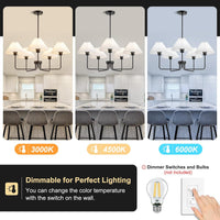 Farmhouse Black Chandelier, 5-Light Fabric Chandelier