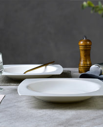 6-piece Set Of White Bone China 9.5-inch Square Soup Plate