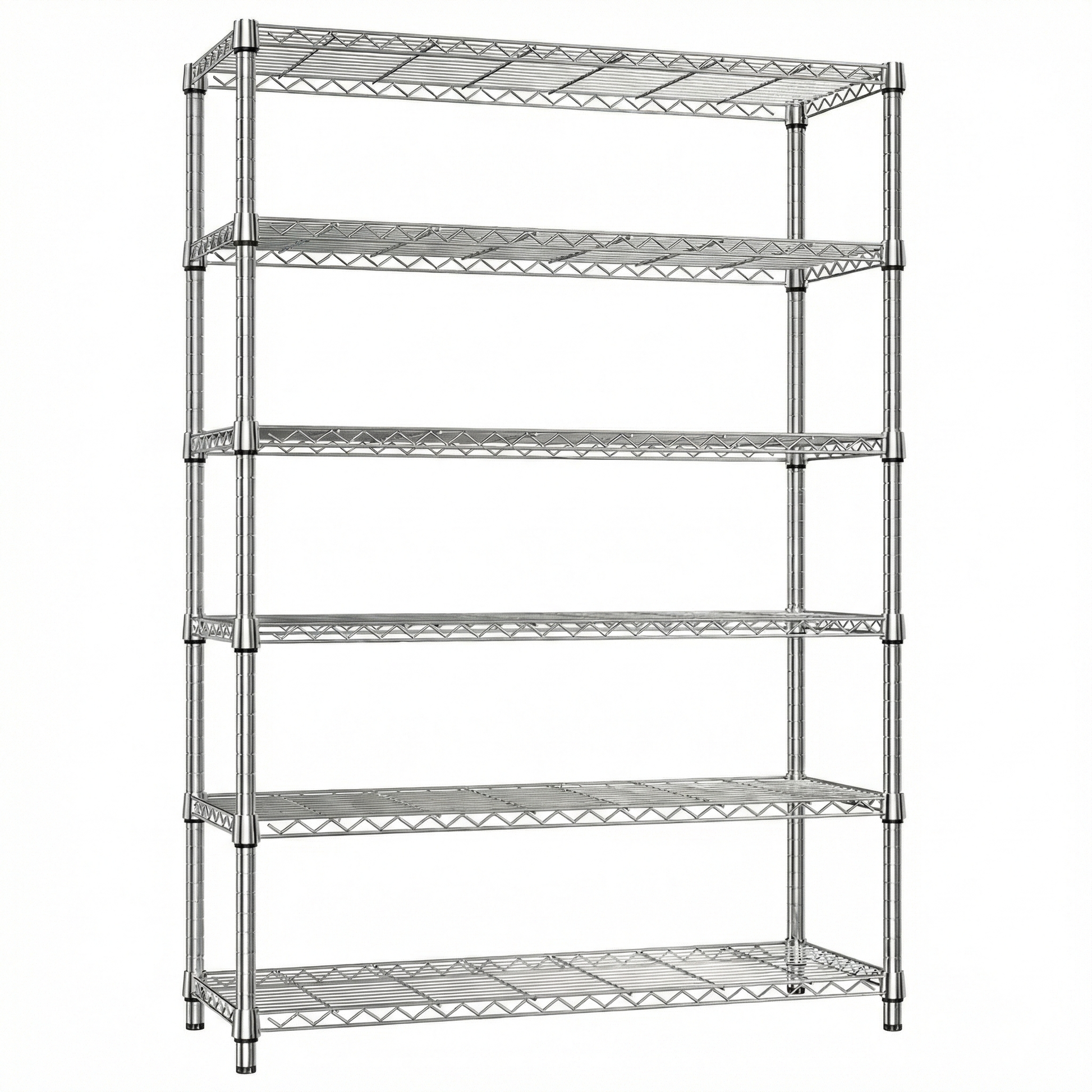 6 Tiers Storage Shelves Load 2100LBS, Metal Shelving Wire Metal Shelving Unit Shelves For Storage Adjustable Garage Shelving For Pantry Kitchen Garage Chrome 17.7  D X 47.3  W X 82.4  H