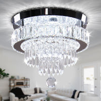 11.8" Crystal Ceiling Light, Flush Mount LED, Warm White