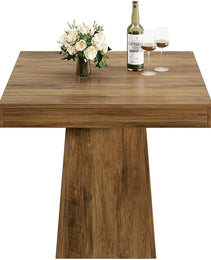 Square Dining Table For 4, 31.5-Inch Small Kitchen Table With Sturdy Pedestal Base, Farmhouse Dinner Table