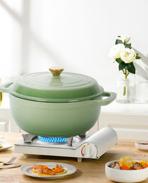 Cast Iron 6QT Cookware Gradient Green With Two Silicone Gloves Enameled Pot
