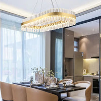 Nordic Modern Crystal Ring Chandelier K9 Crystals Led Lights Pendant Lamps Luminaire Kitchen Home Decor Indoor Lighting Fixtures