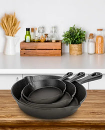 3Pcs Pre-Seasoned Cast Iron Skillet Set 6/8/10in Non-Stick Oven Safe Cookware Heat-Resistant Frying Pan